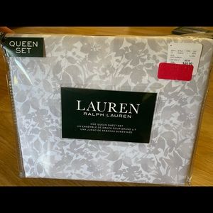 Ralph Lauren grey and white patterned queen sheets